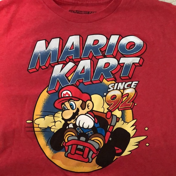 Mario Kart t-shirt men’s large red like new condition 50/50 cotton/poly - Picture 2 of 3